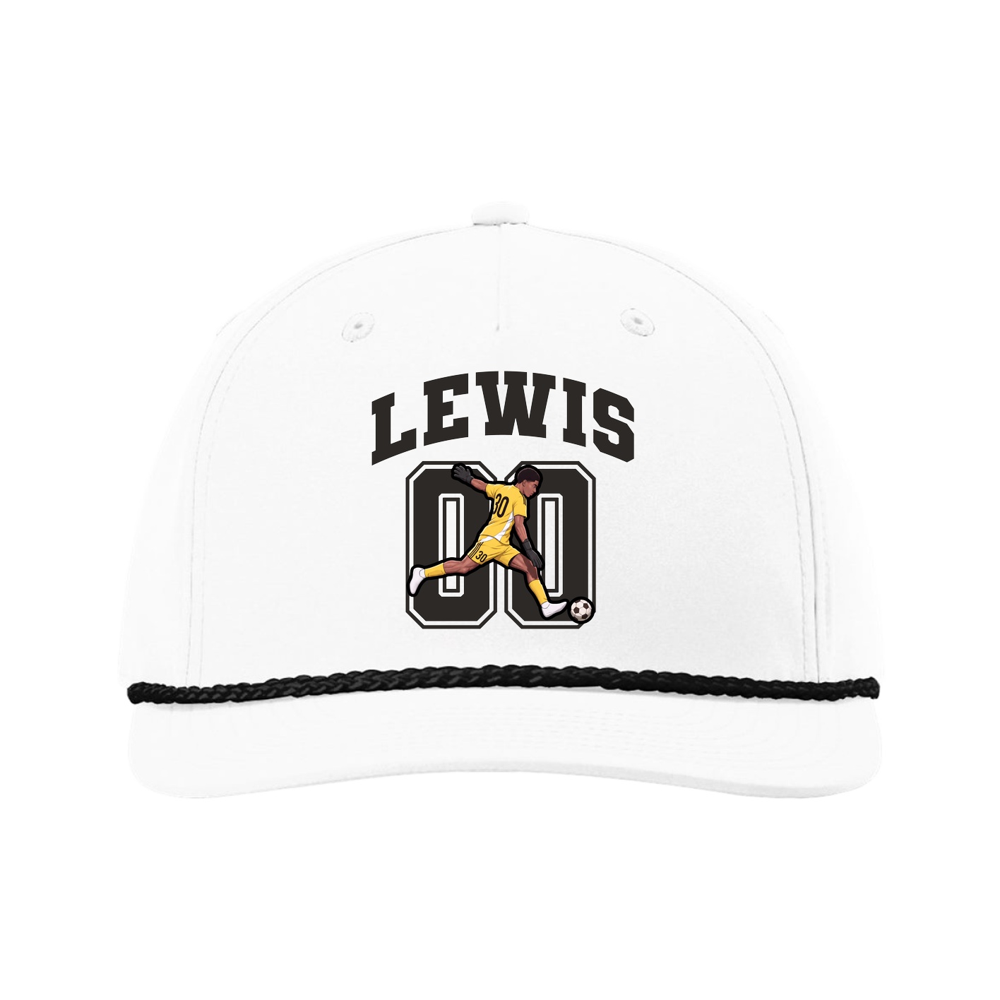 Five-Panel Classic Rope Cap — Number in White