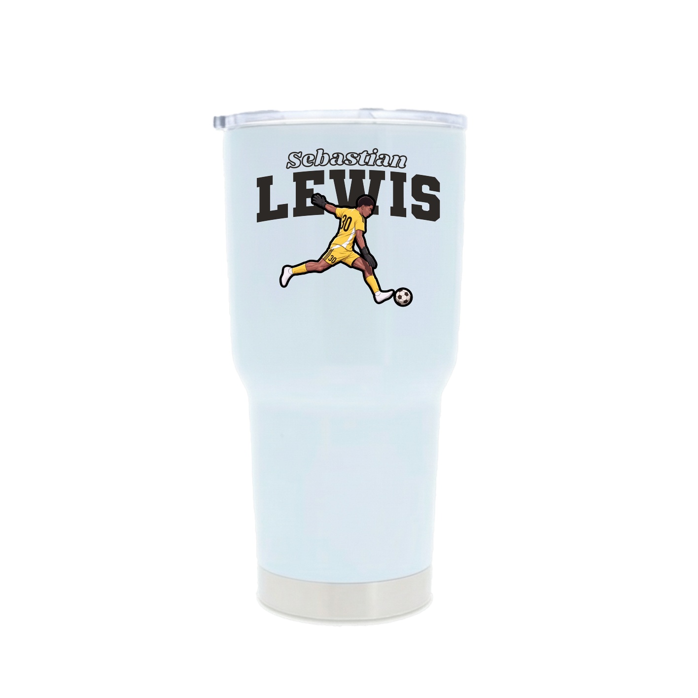 30oz Stainless Steel Tumbler — Name Arch in White