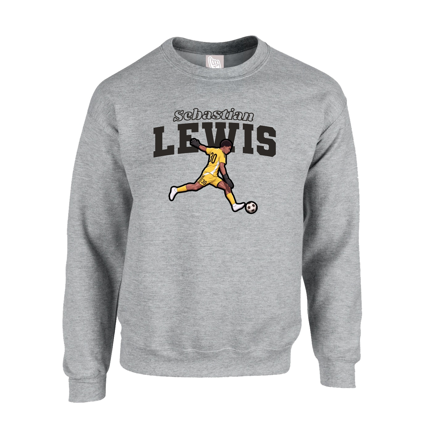 Fleece Crew — Name Arch in Grey