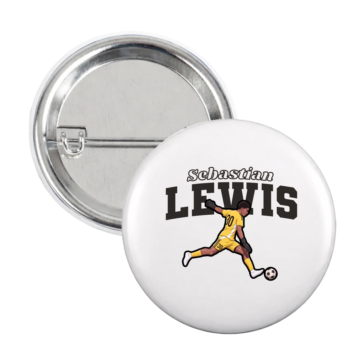 Game Day Button — Name Arch in White