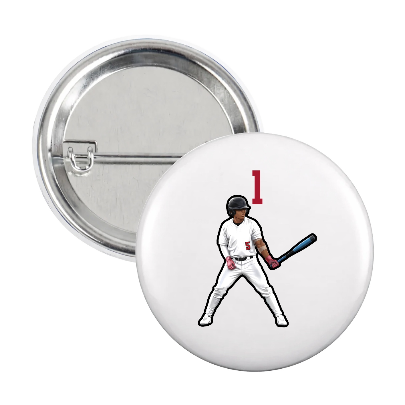Game Day Button — Number Top in White
