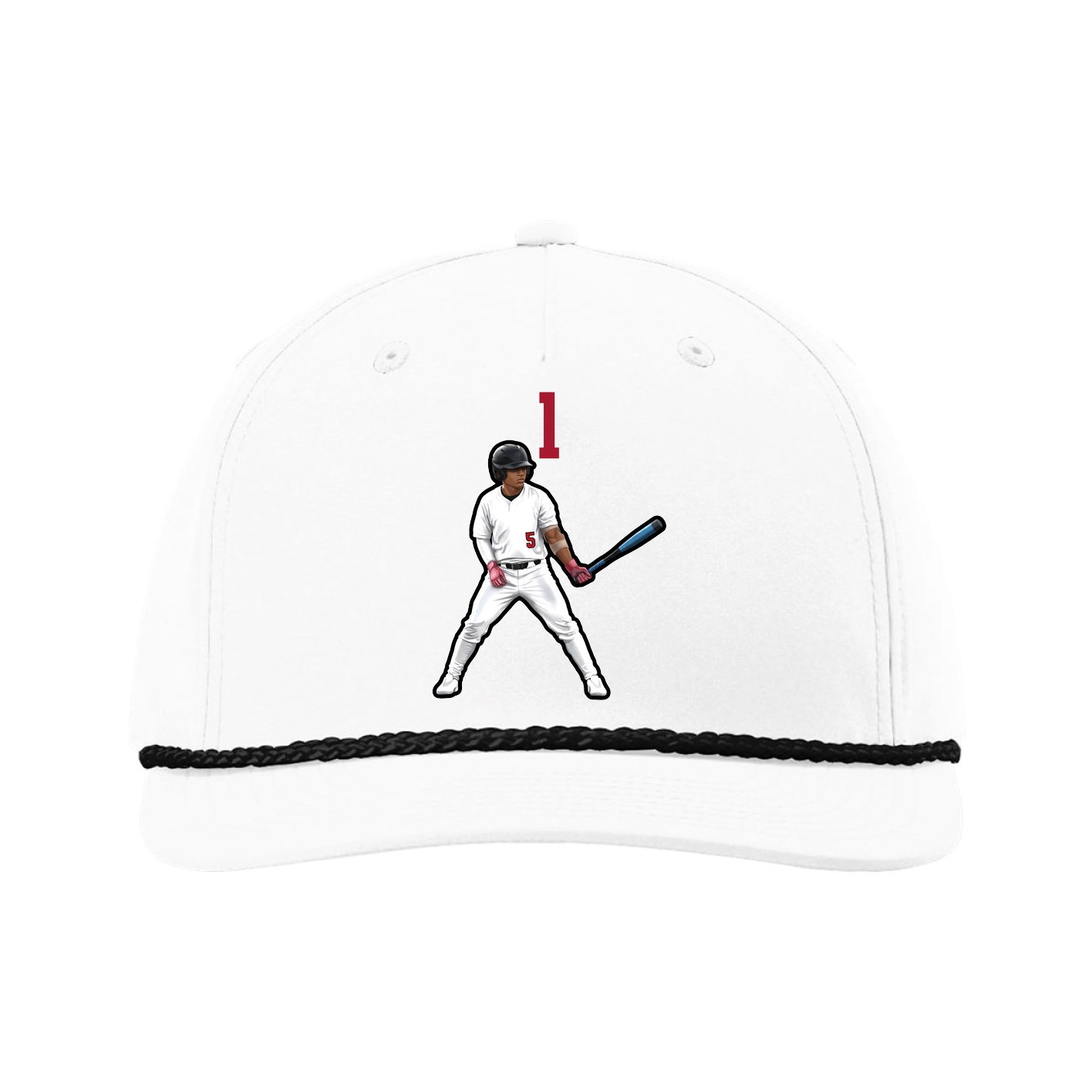 Five-Panel Classic Rope Cap — Number Top in White