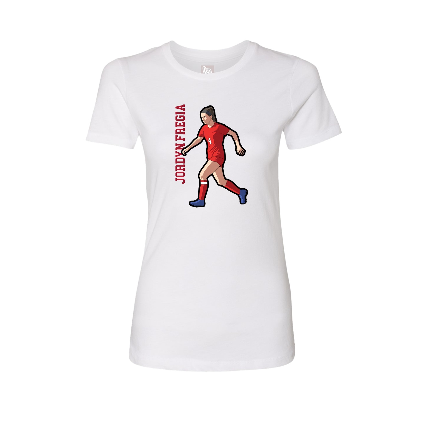 Fitted Women's Tee — Name Vertical in White