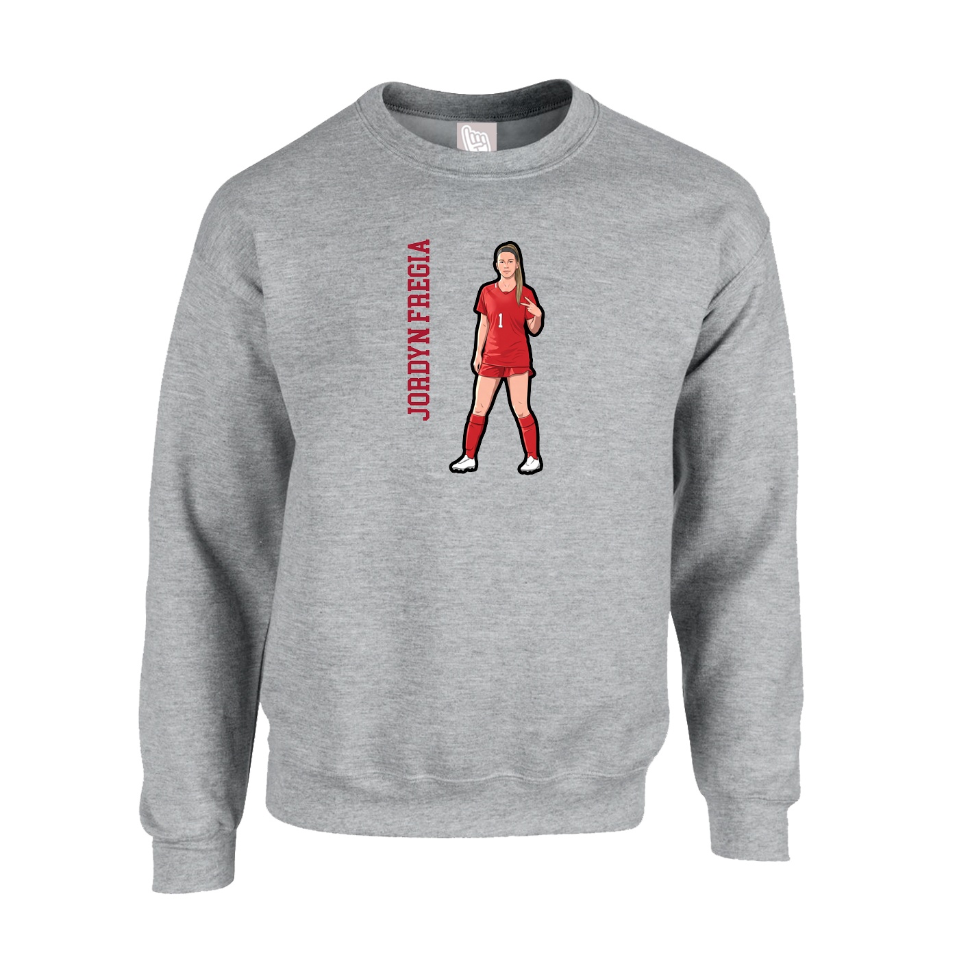 Fleece Crew — Name Vertical in Grey