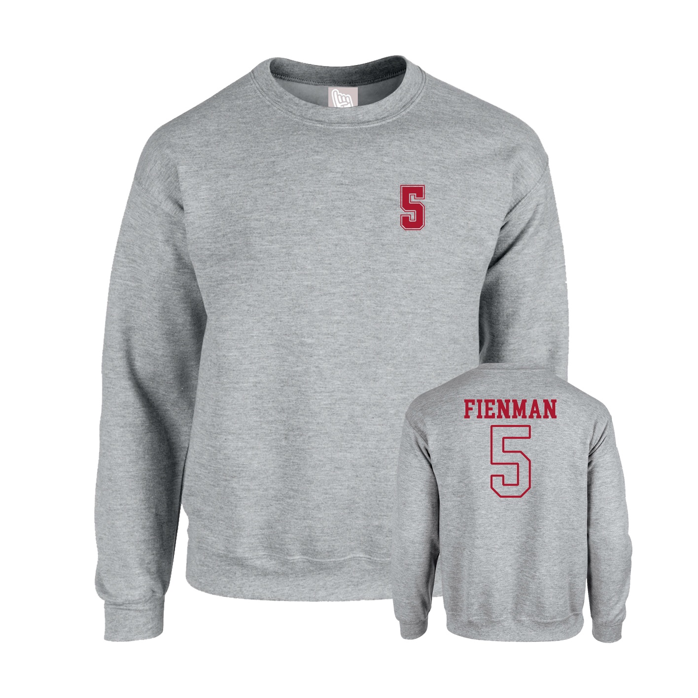 Fleece Crew — Chest Back in Grey