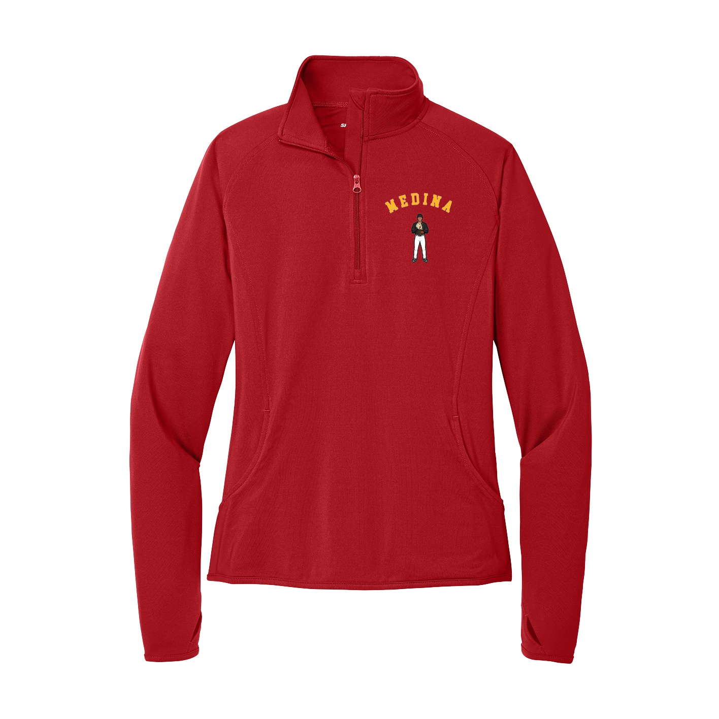 Women's Q-Zip Pullover — Shirsey Arch in Red