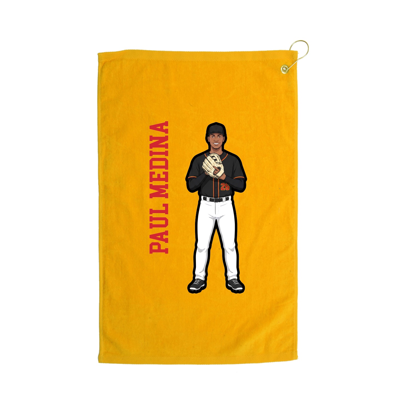 Golf Towel — Name Vertical in Gold