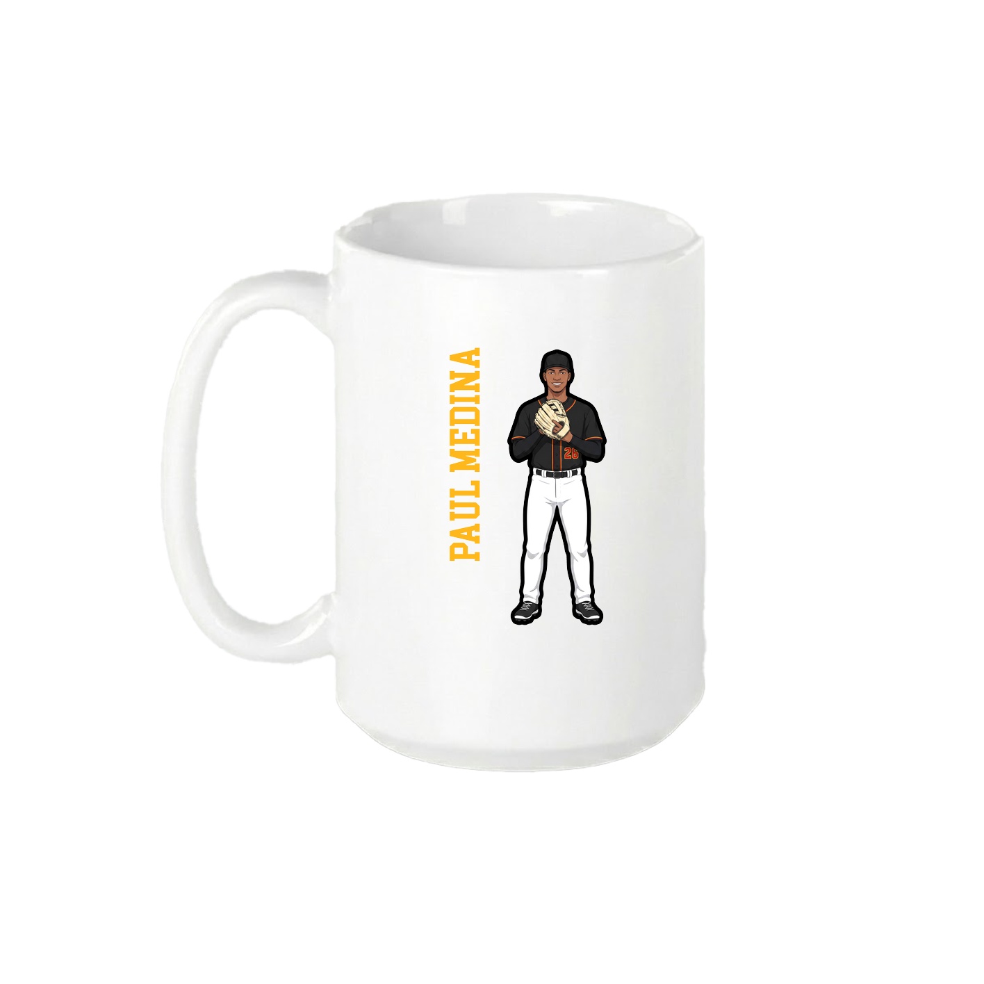 15oz Coffee Mug — Name Vertical in White