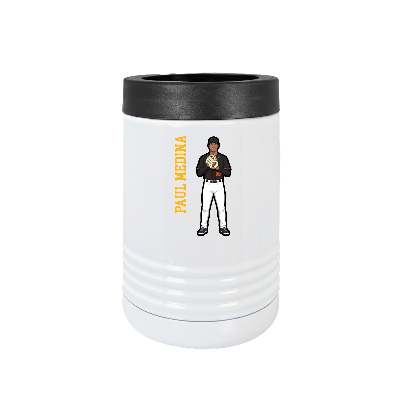 Beverage Holder — Name Vertical in White