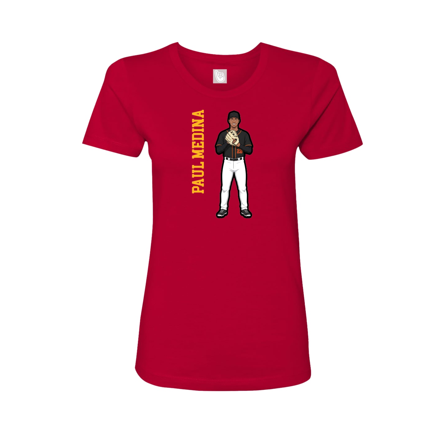 Fitted Women's Tee — Name Vertical in Red