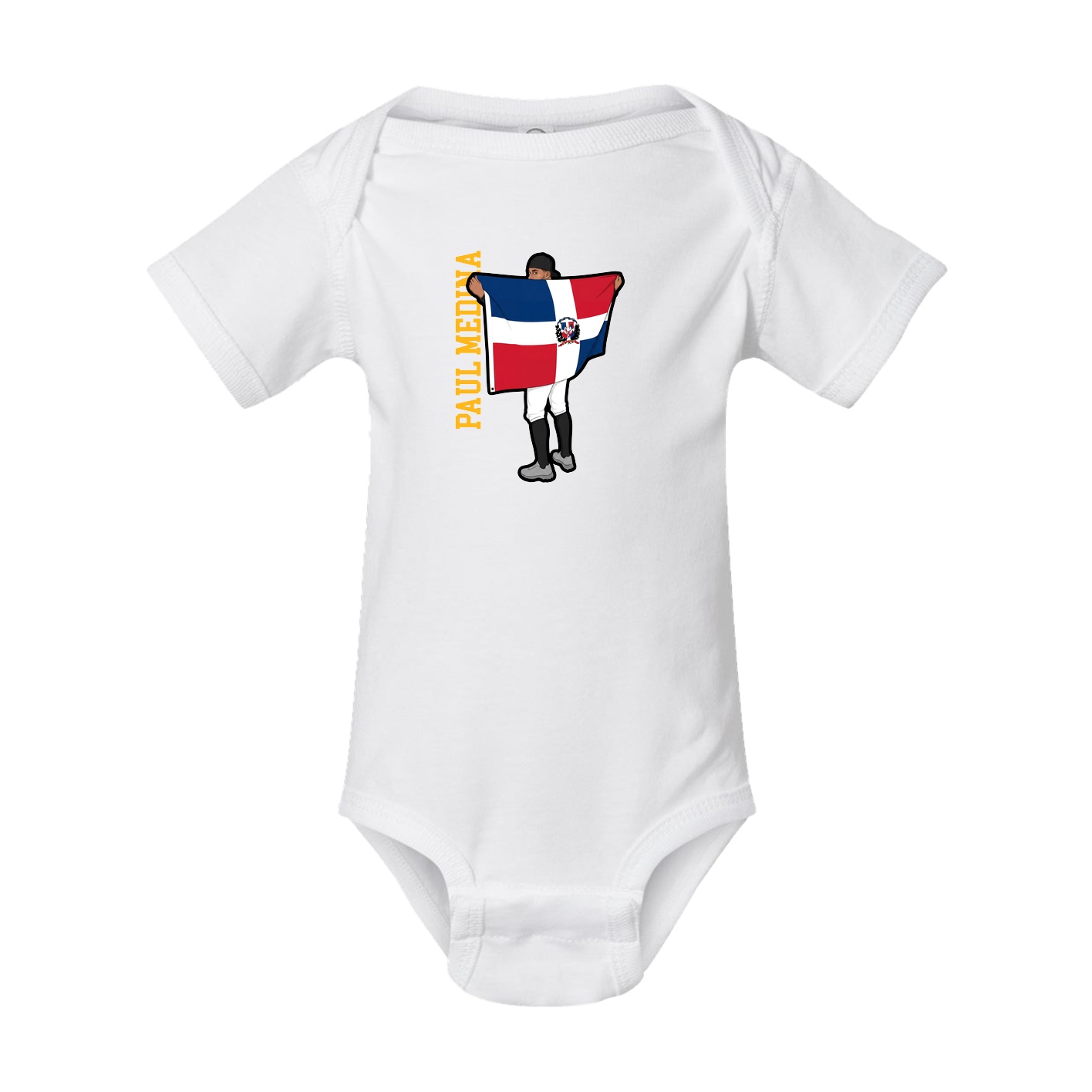 Baby Onesie — Name Vertical in White