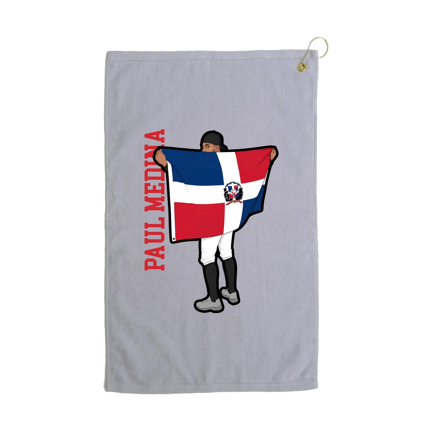Golf Towel — Name Vertical in Grey