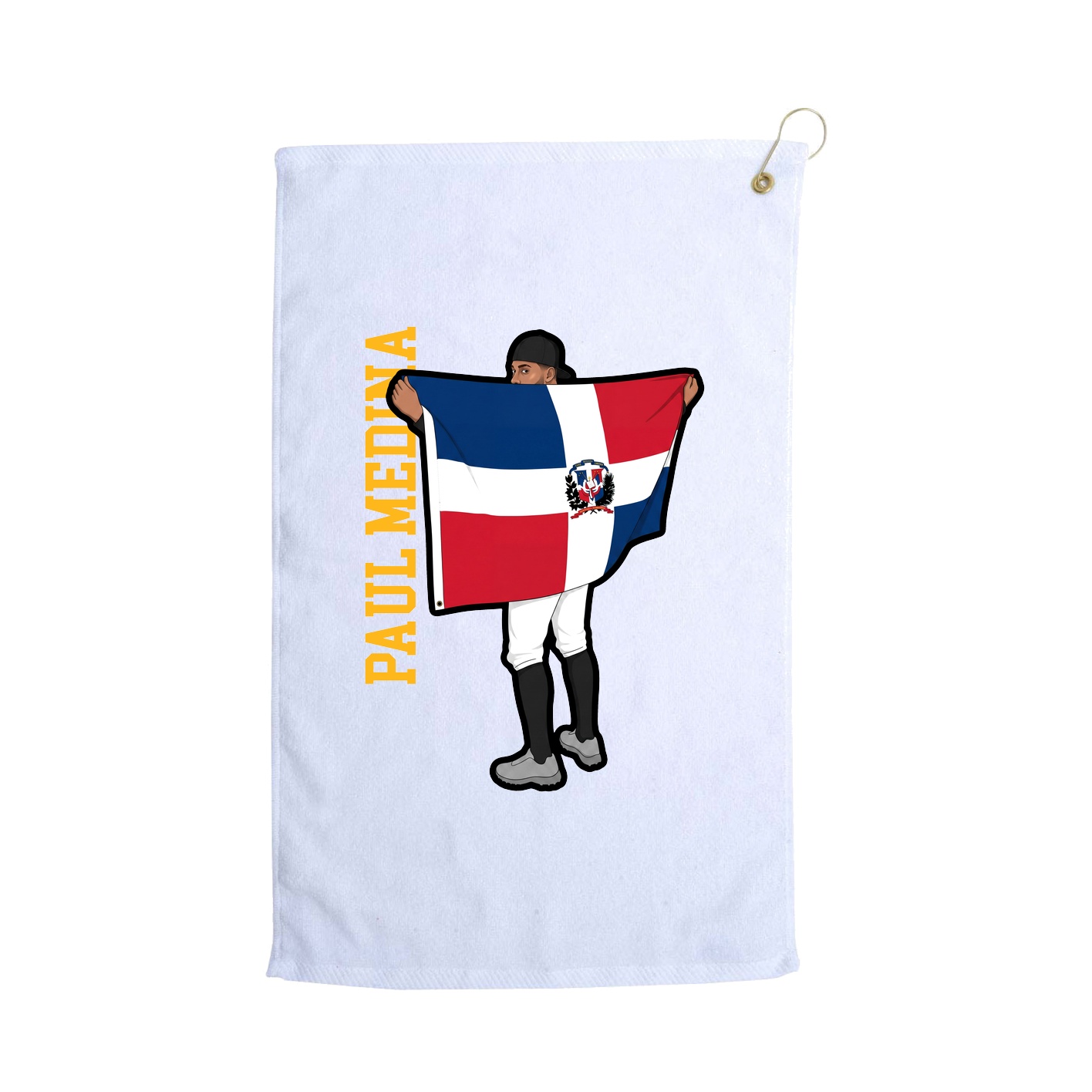 Golf Towel — Name Vertical in White