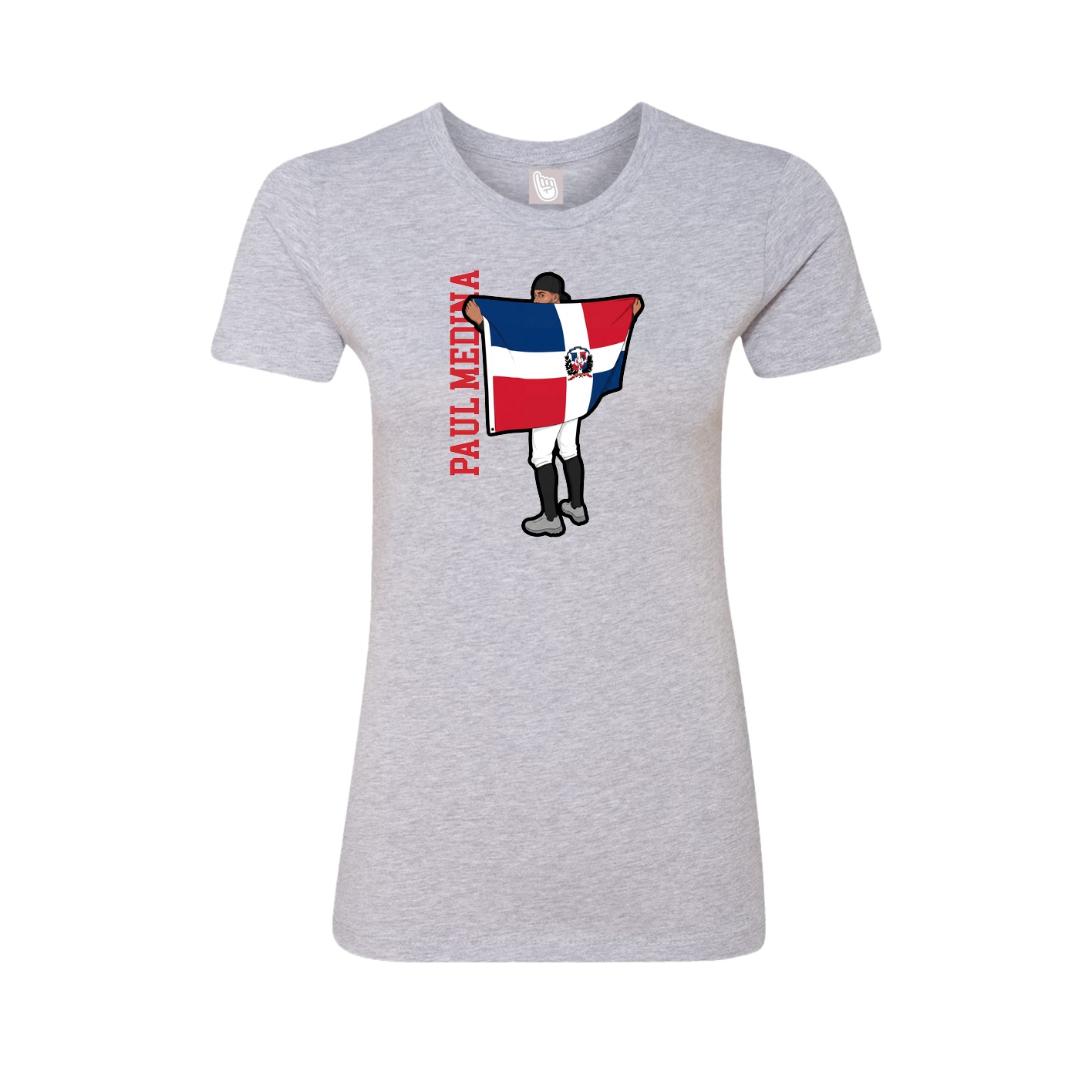 Fitted Women's Tee — Name Vertical in Grey