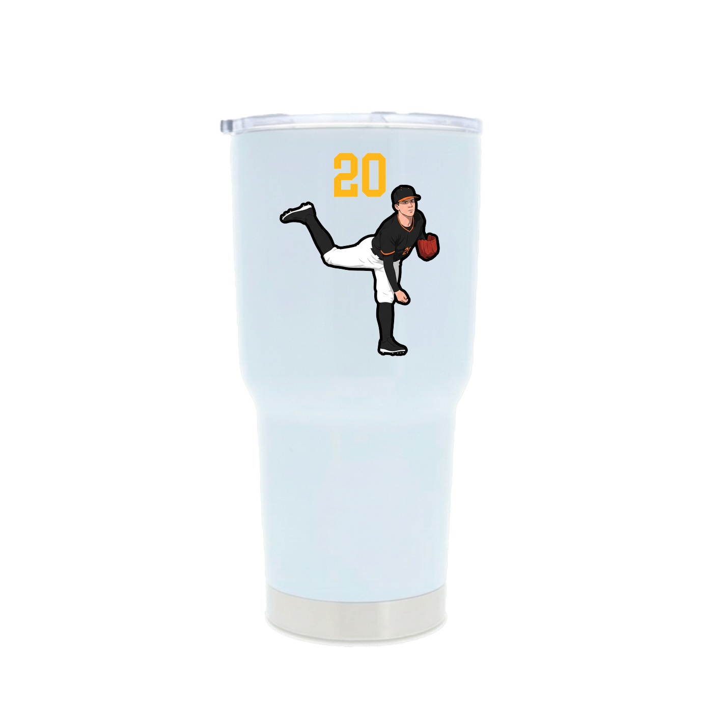 30oz Stainless Steel Tumbler — Number Top in White