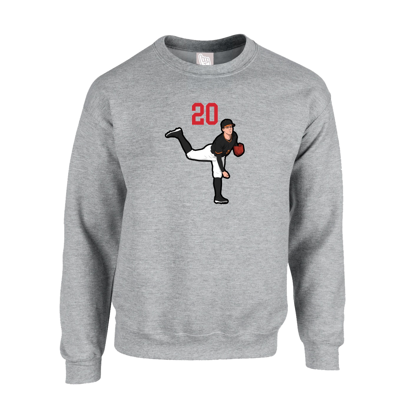 Fleece Crew — Number Top in Grey
