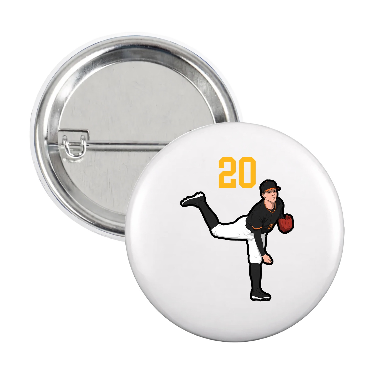 Game Day Button — Number Top in White