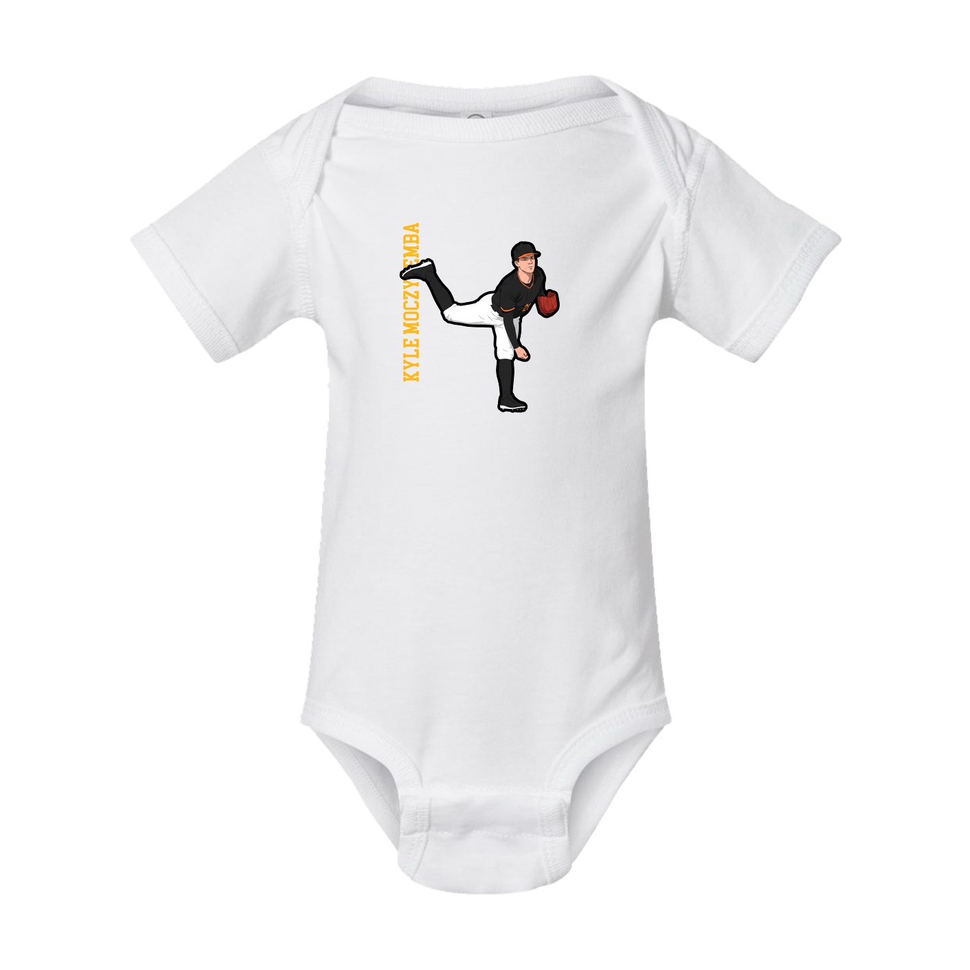 Baby Onesie — Name Vertical in White