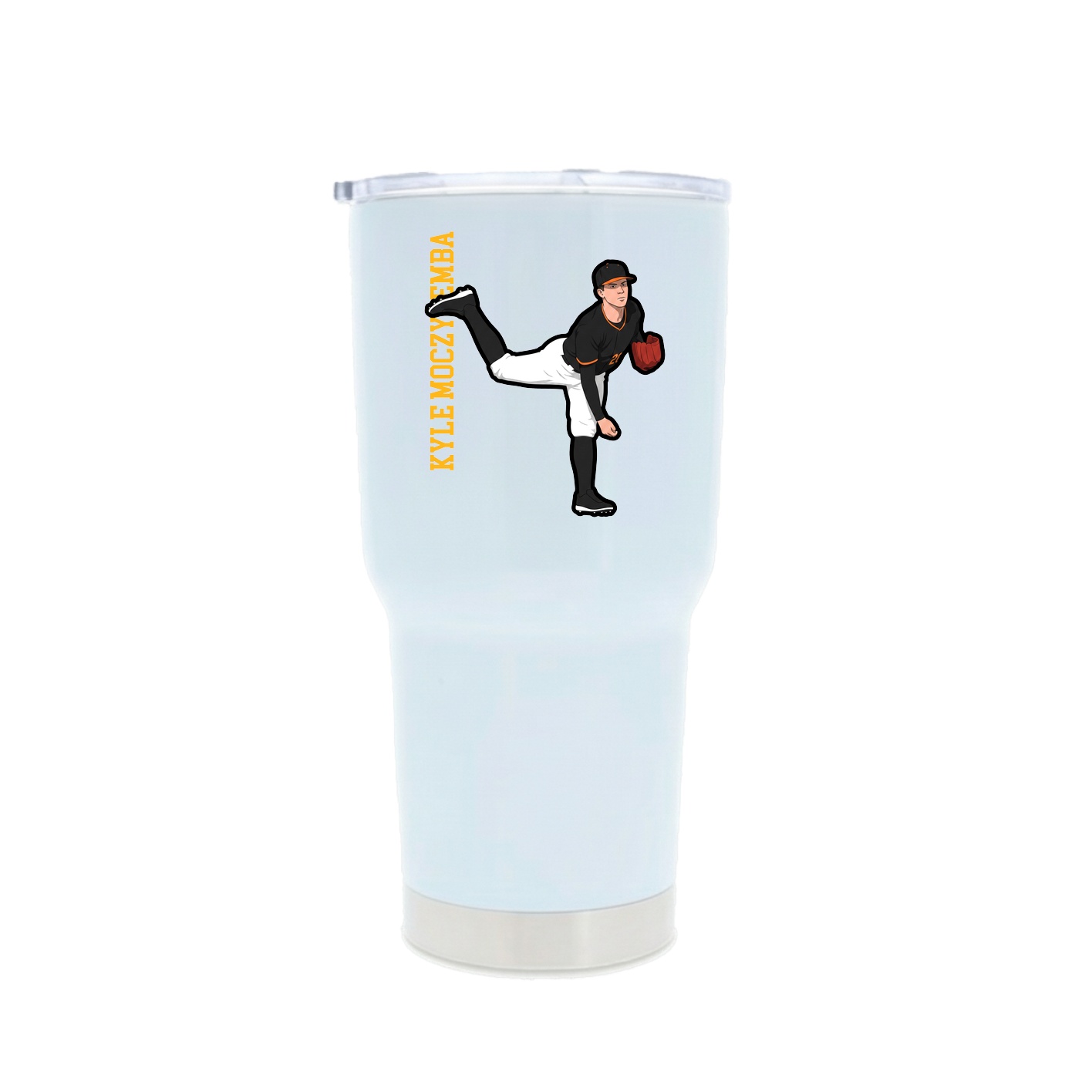 30oz Stainless Steel Tumbler — Name Vertical in White