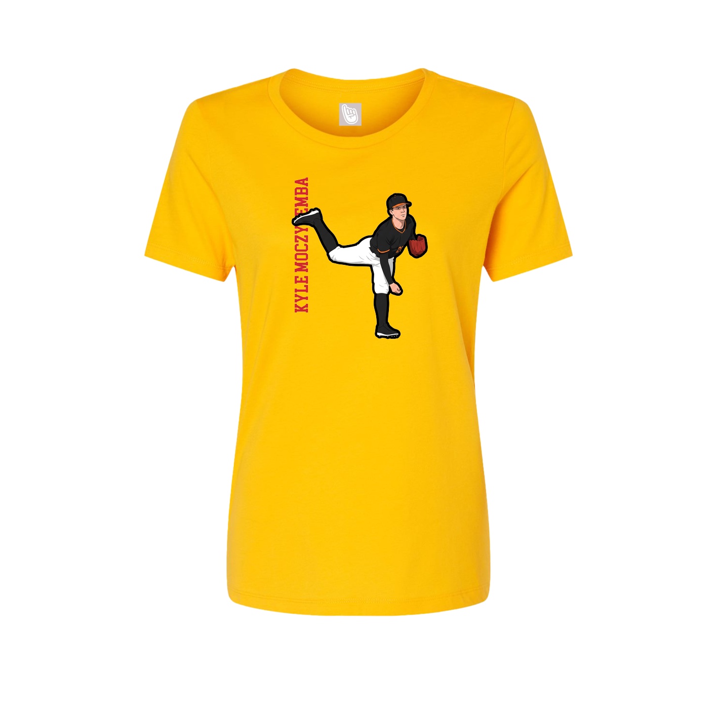 Fitted Women's Tee — Name Vertical in Gold