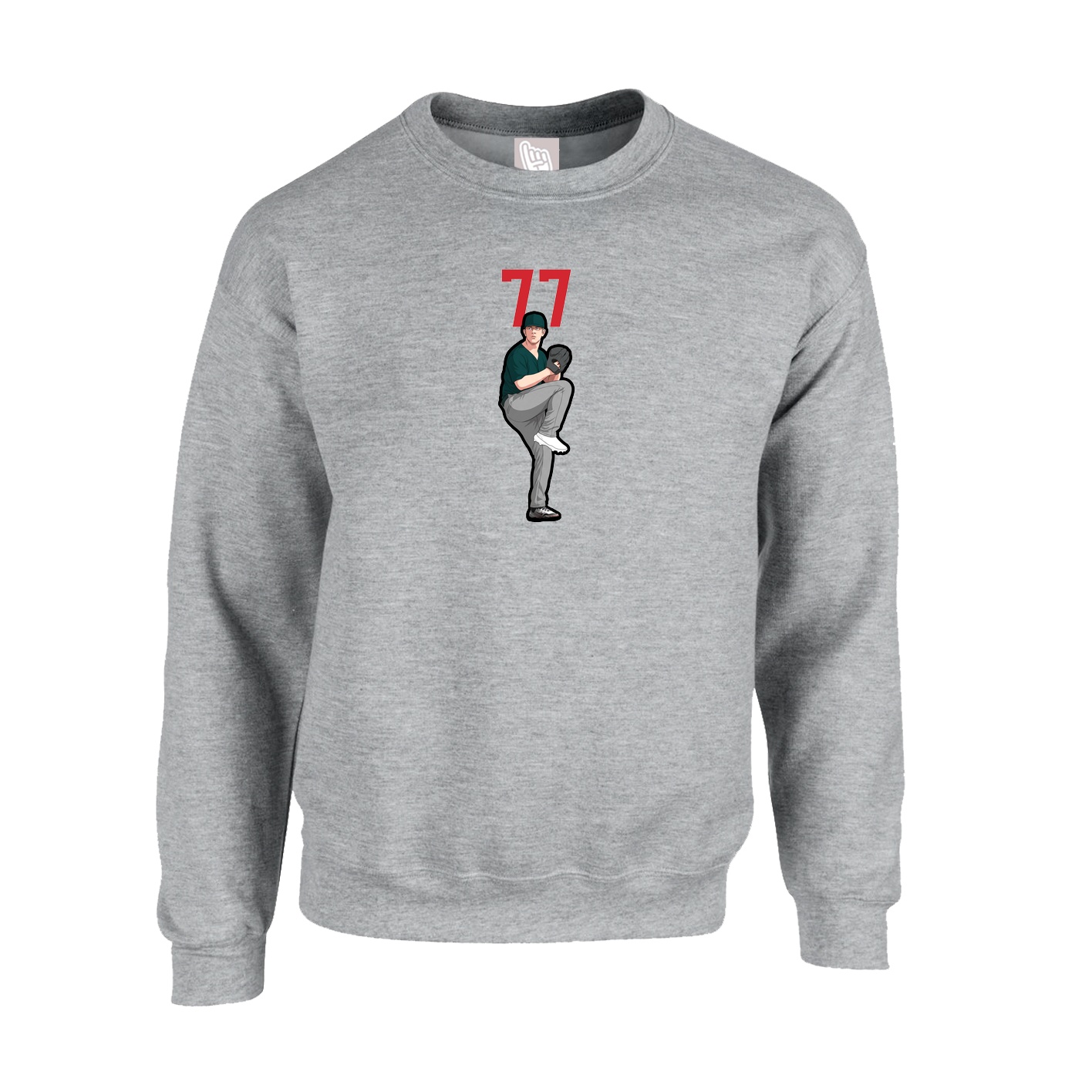 Fleece Crew — Number Top in Grey