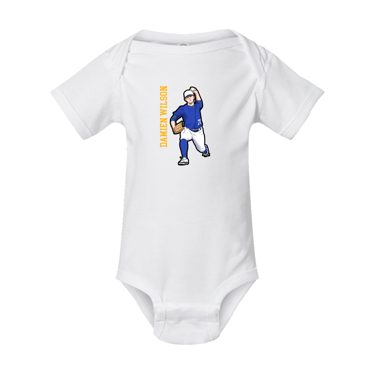 Baby Onesie — Name Vertical in White