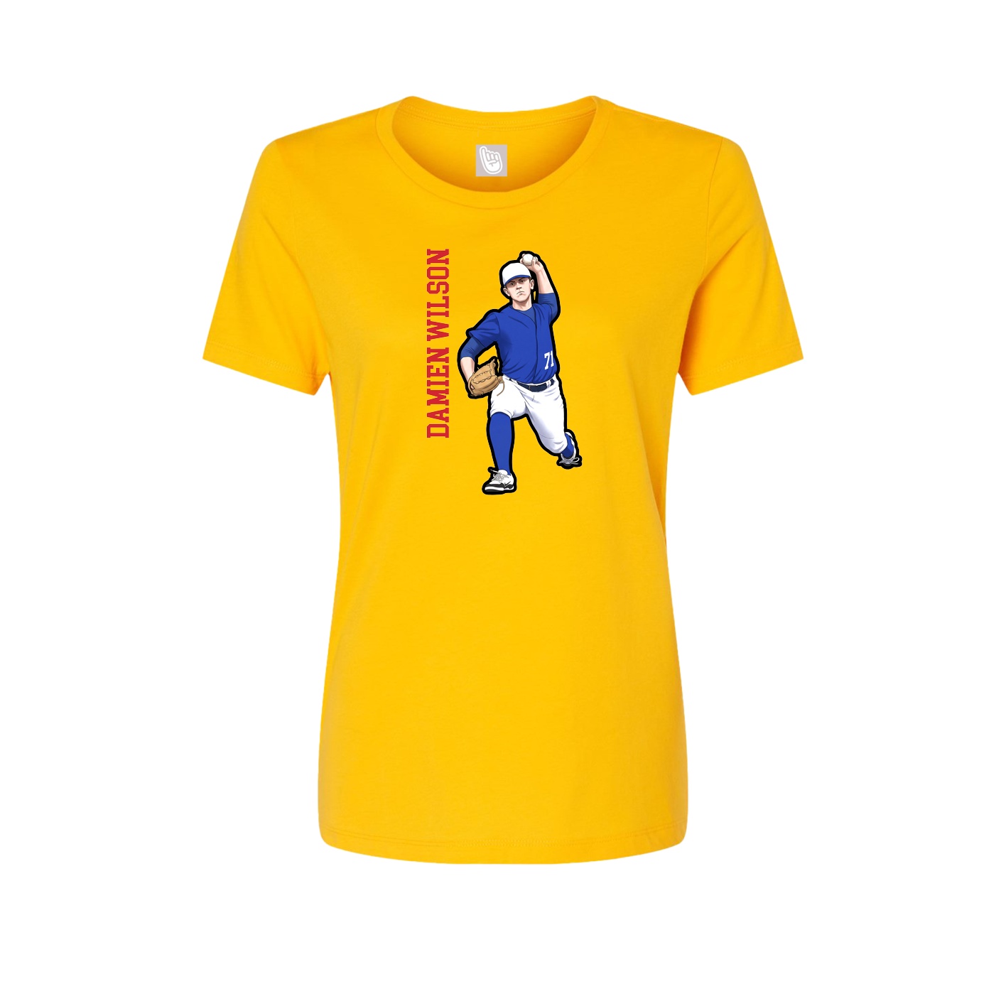 Fitted Women's Tee — Name Vertical in Gold