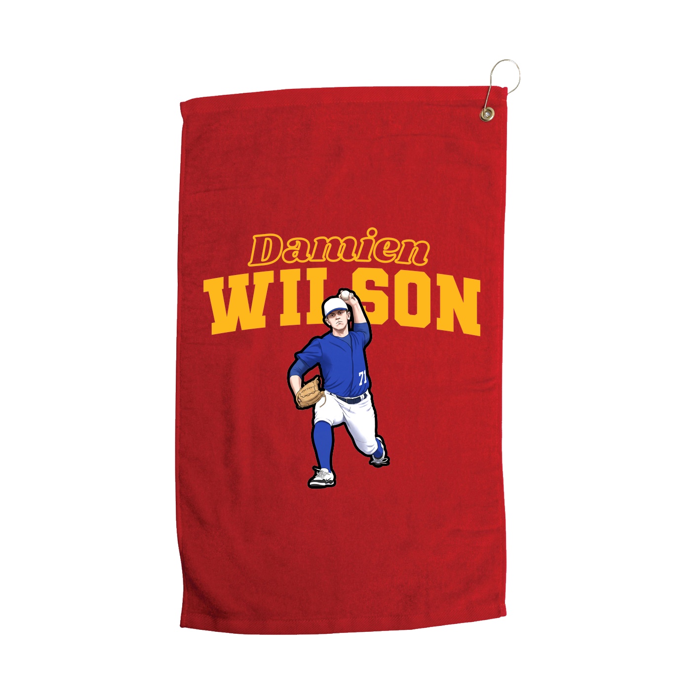 Golf Towel — Name Arch in Red