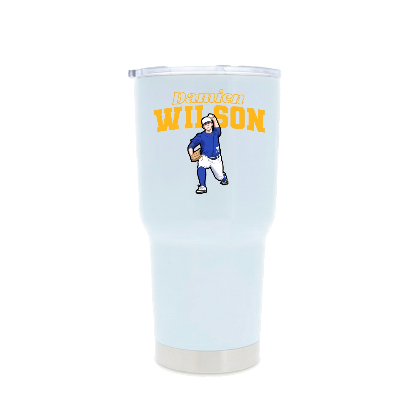 30oz Stainless Steel Tumbler — Name Arch in White