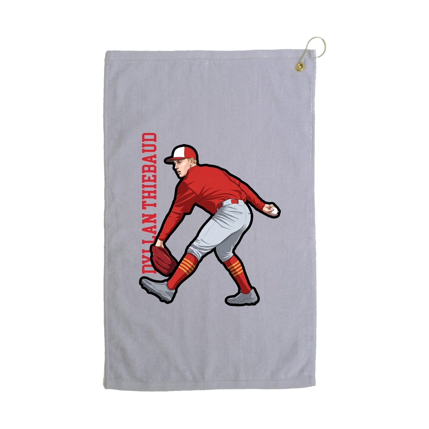 Golf Towel — Name Vertical in Grey