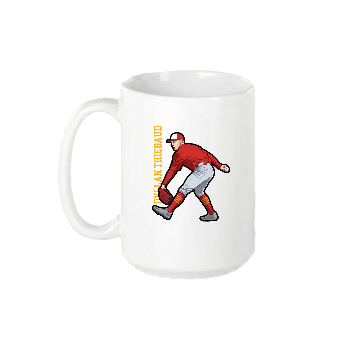 15oz Coffee Mug — Name Vertical in White