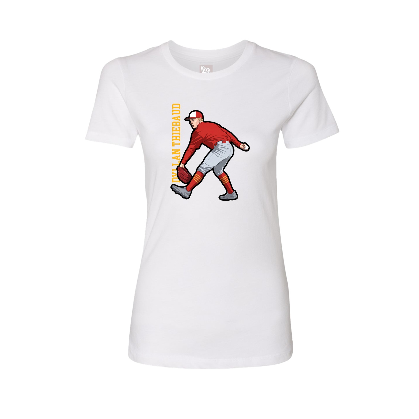 Fitted Women's Tee — Name Vertical in White