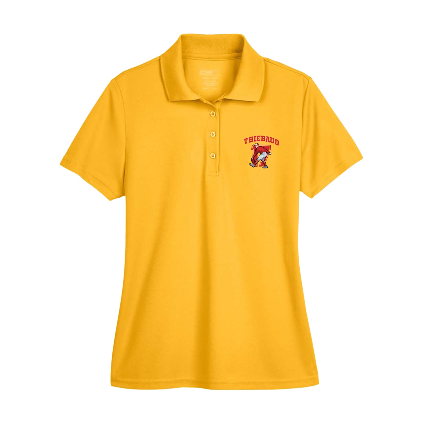 Womens Performance Polo — Number in Gold