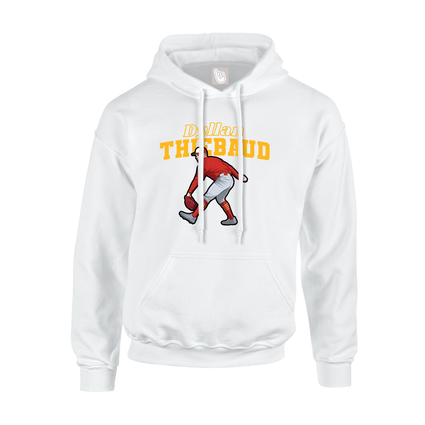 Youth Hoodie — Name Arch in White