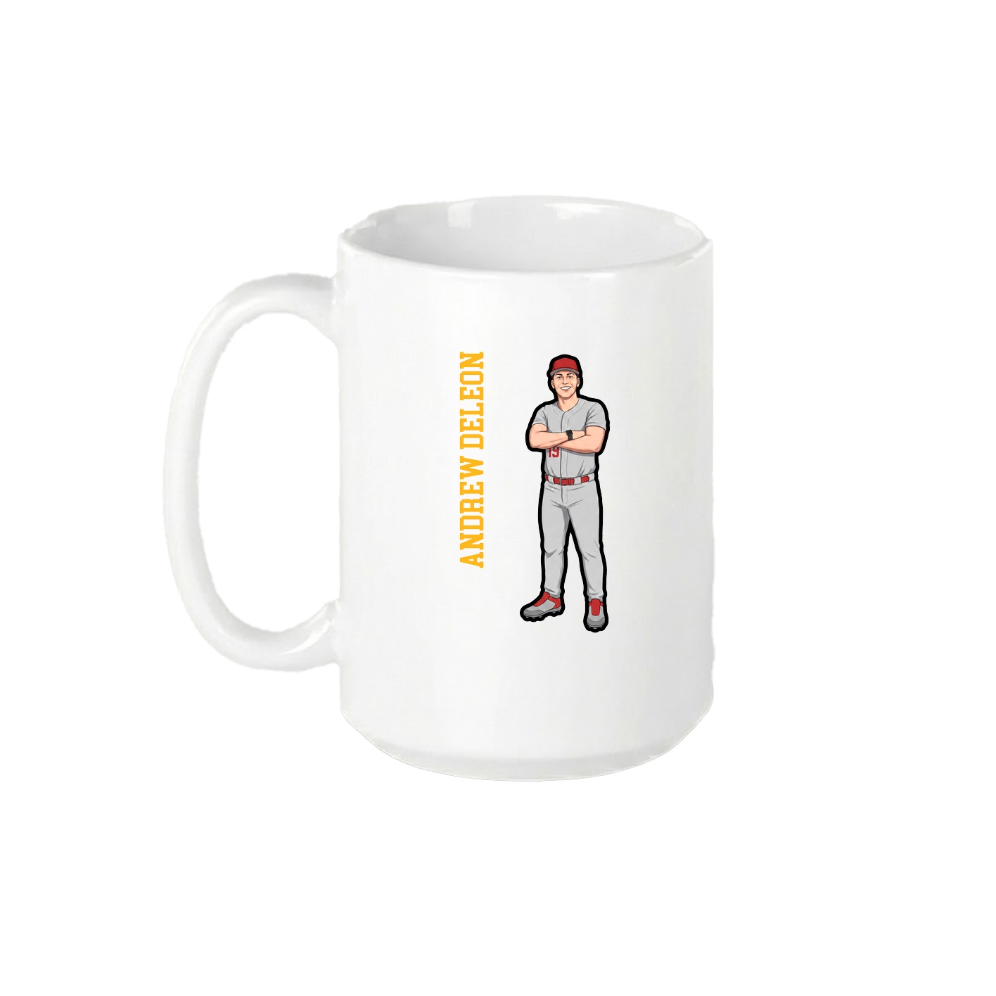 15oz Coffee Mug — Name Vertical in White