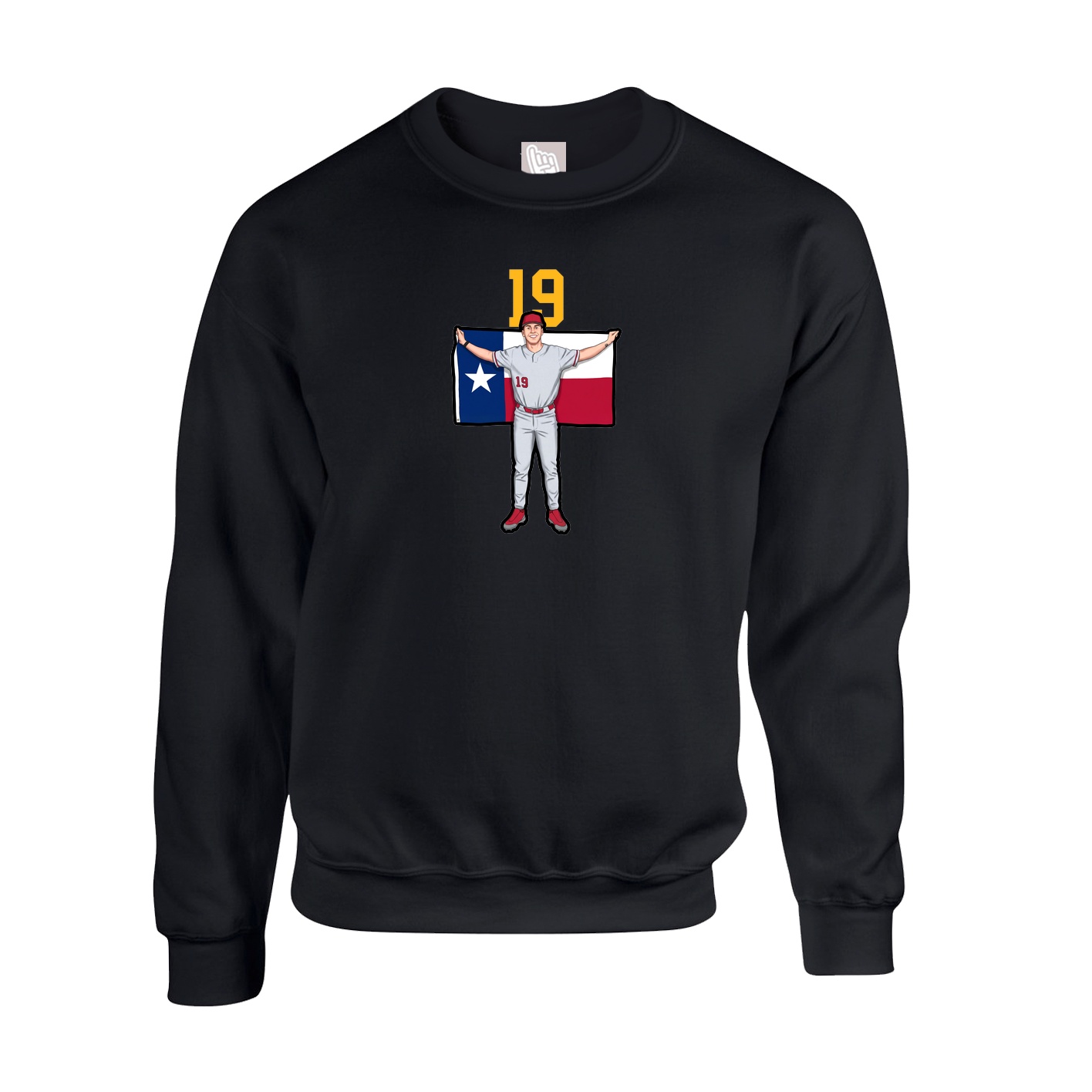 Fleece Crew — Number Top in Black