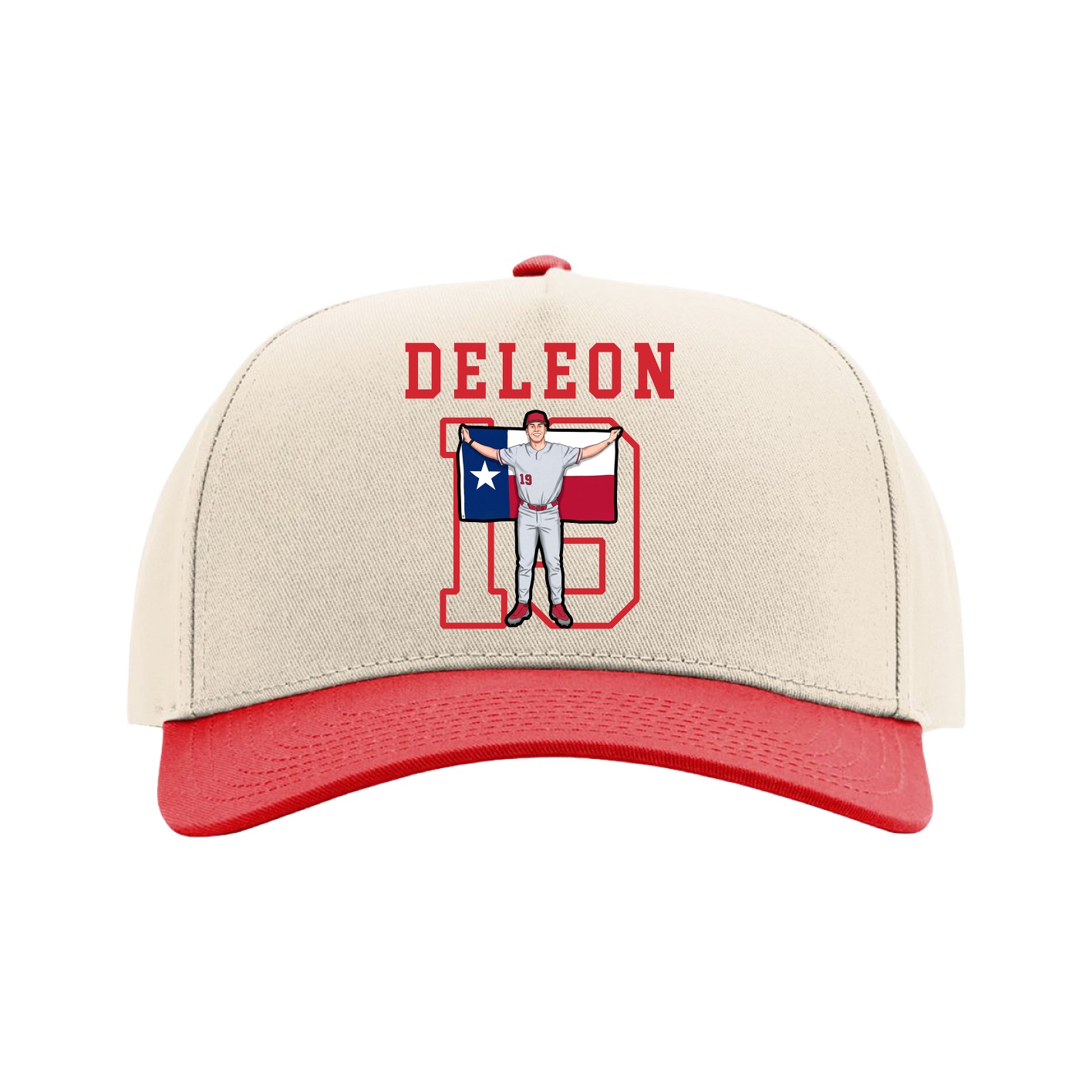 Full Fabric Five-Panel Champ Cap — Shirsey in Cream/Red