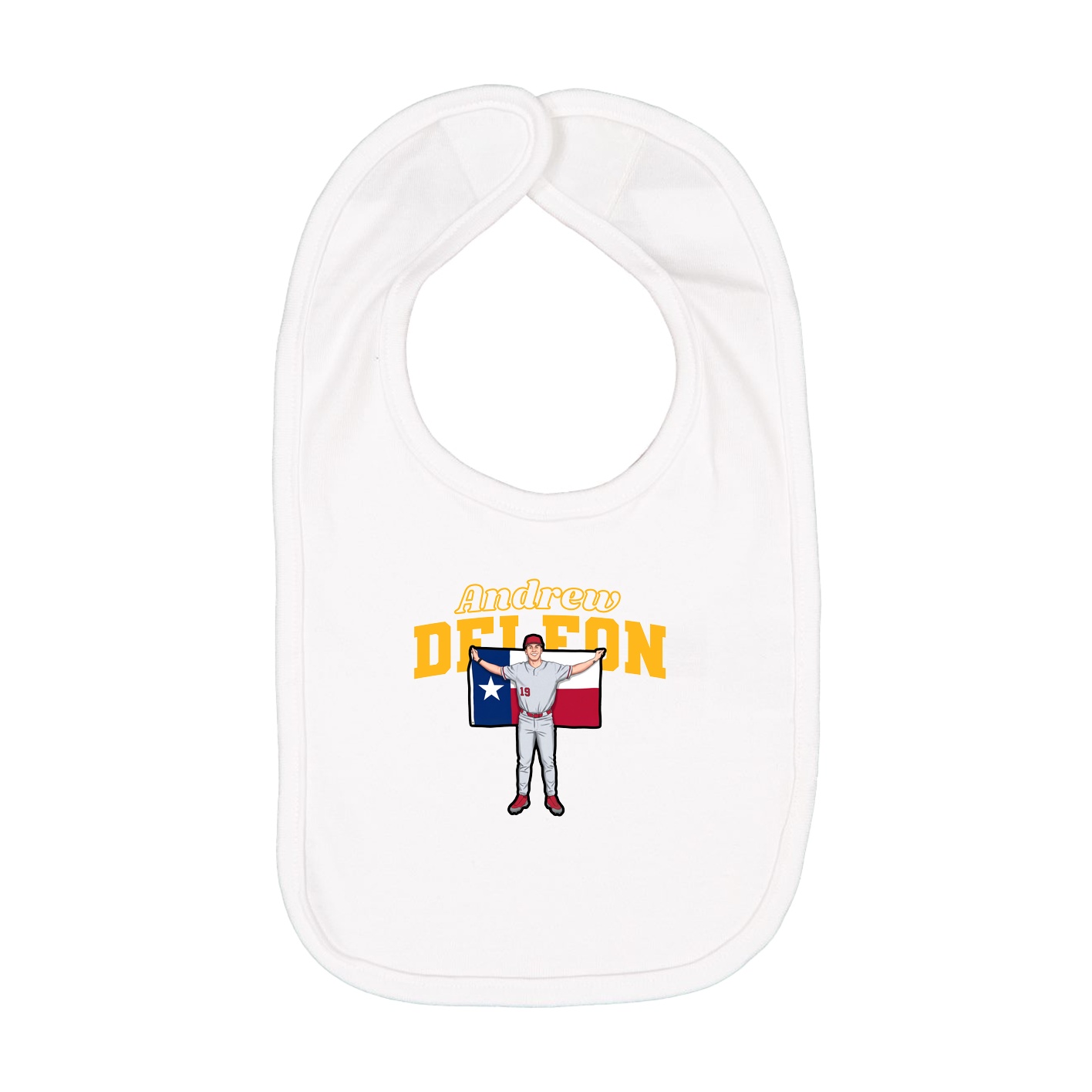 Infant Bib — Name Arch in White