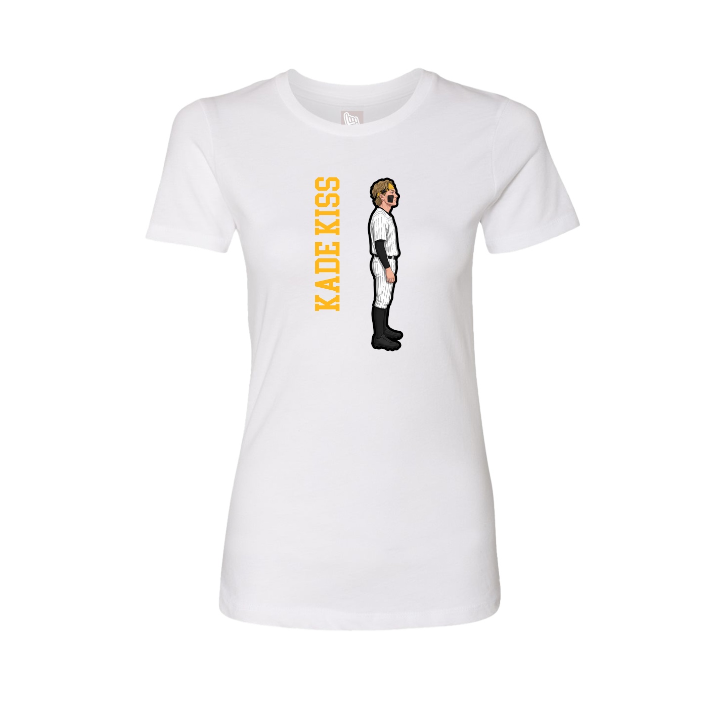 Fitted Women's Tee — Name Vertical in White