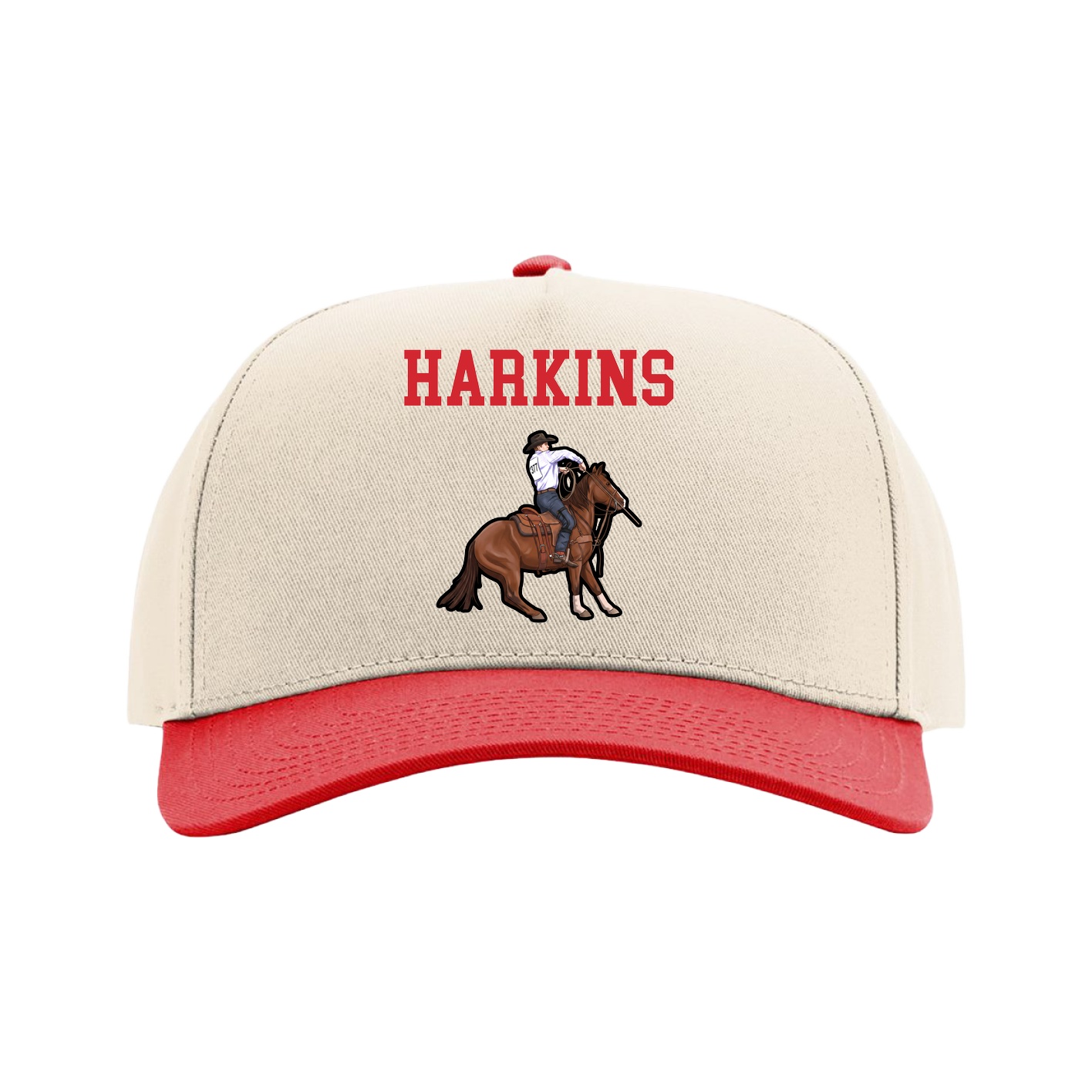 Full Fabric Five-Panel Champ Cap — Shirsey in Cream/Red