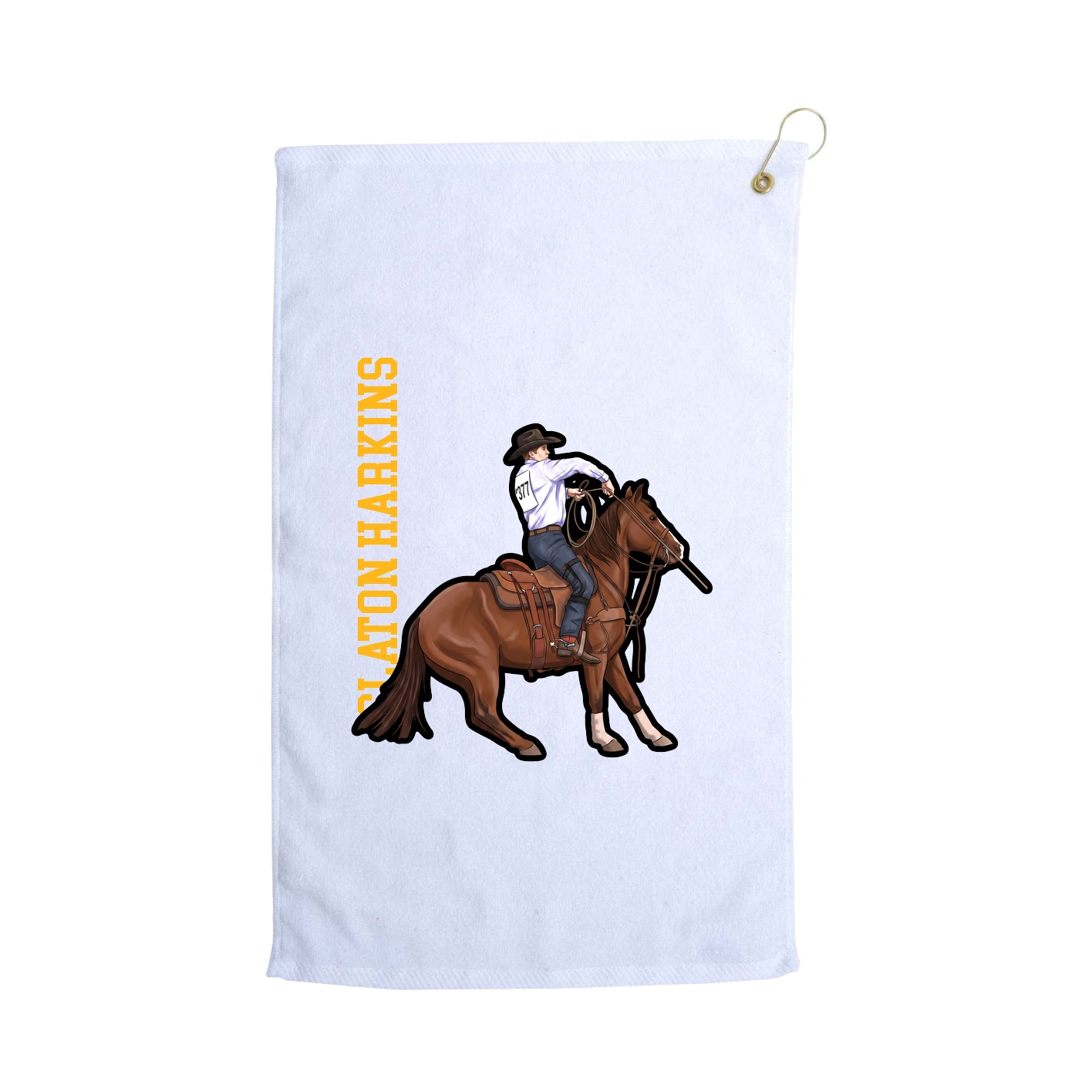 Golf Towel — Name Vertical in White