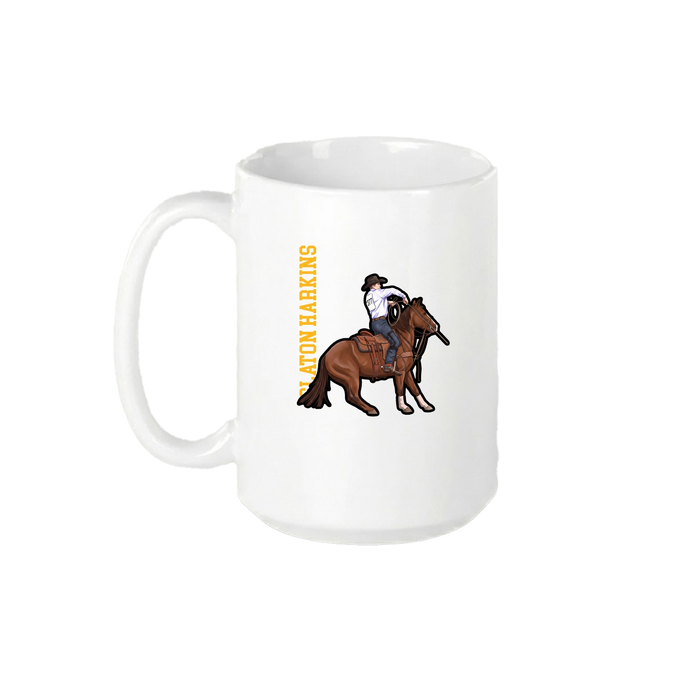 15oz Coffee Mug — Name Vertical in White