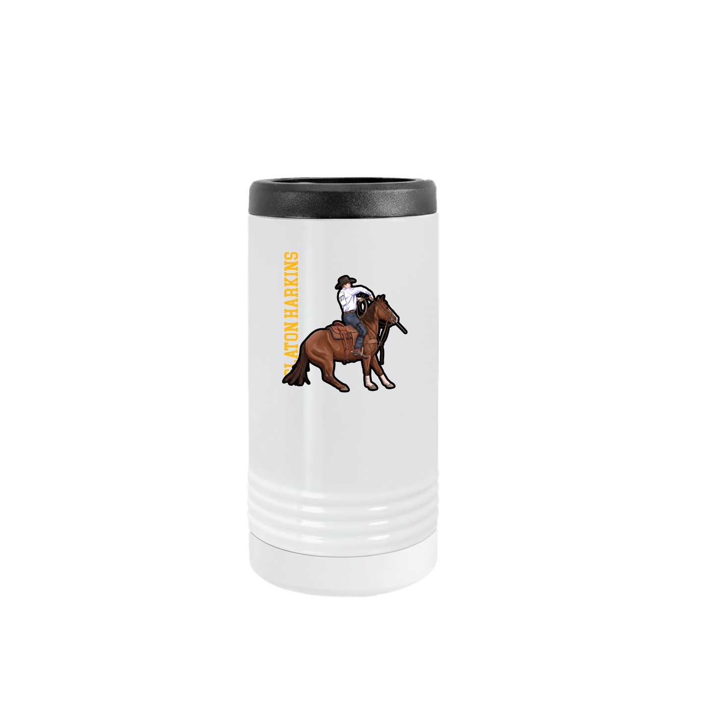 Slim Beverage Holder — Name Vertical in White