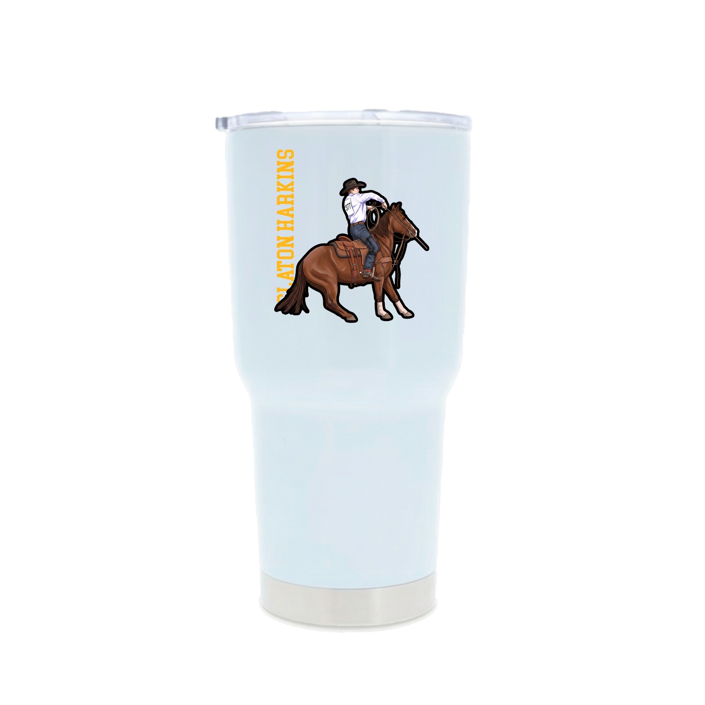 30oz Stainless Steel Tumbler — Name Vertical in White