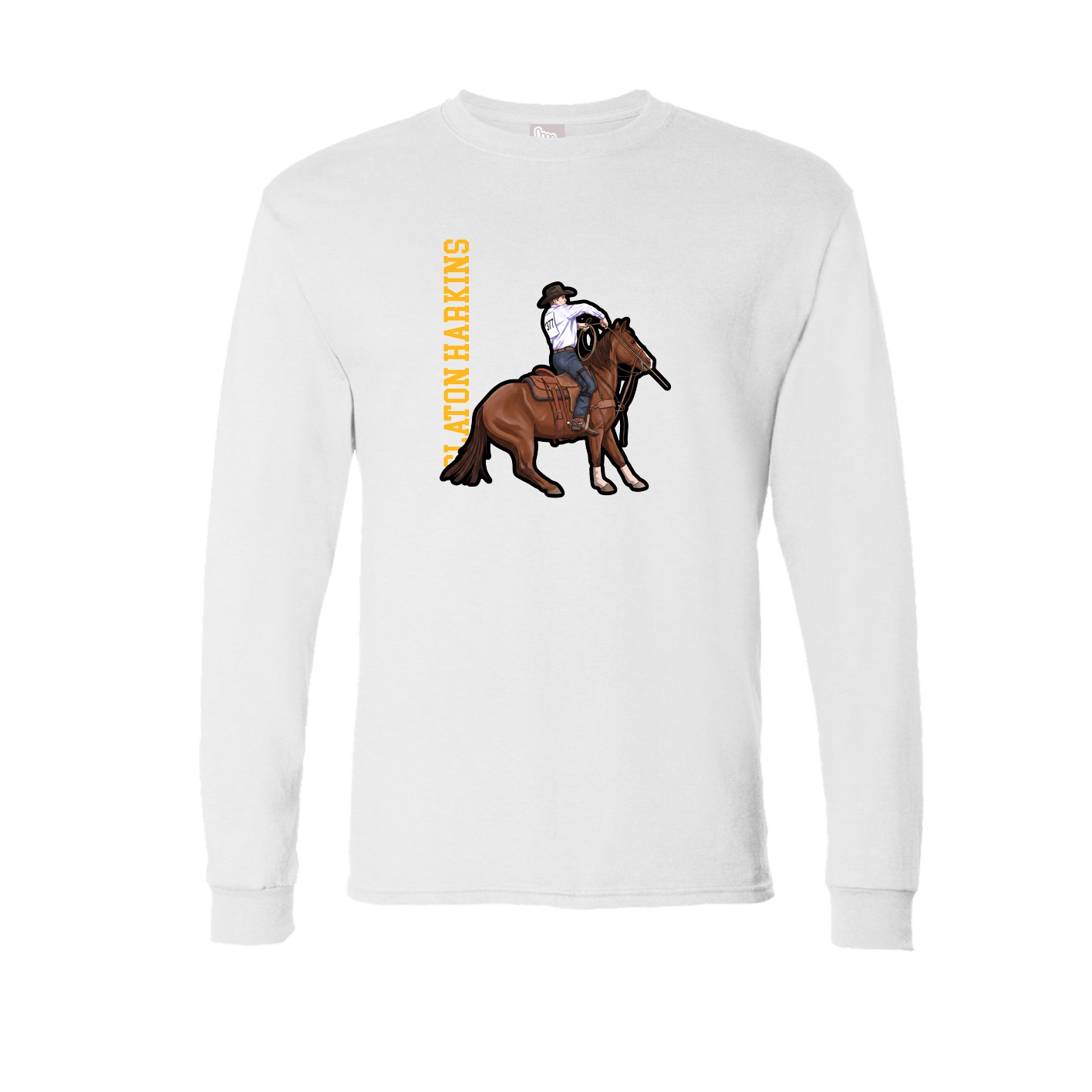 Long Sleeve Tee — Name Vertical in White