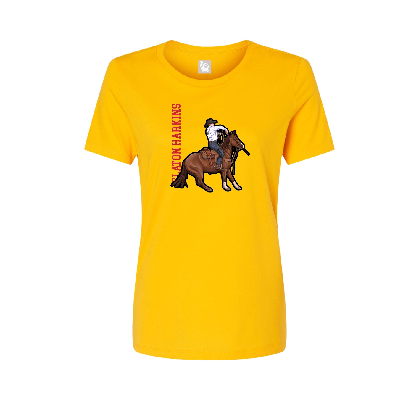 Fitted Women's Tee — Name Vertical in Gold