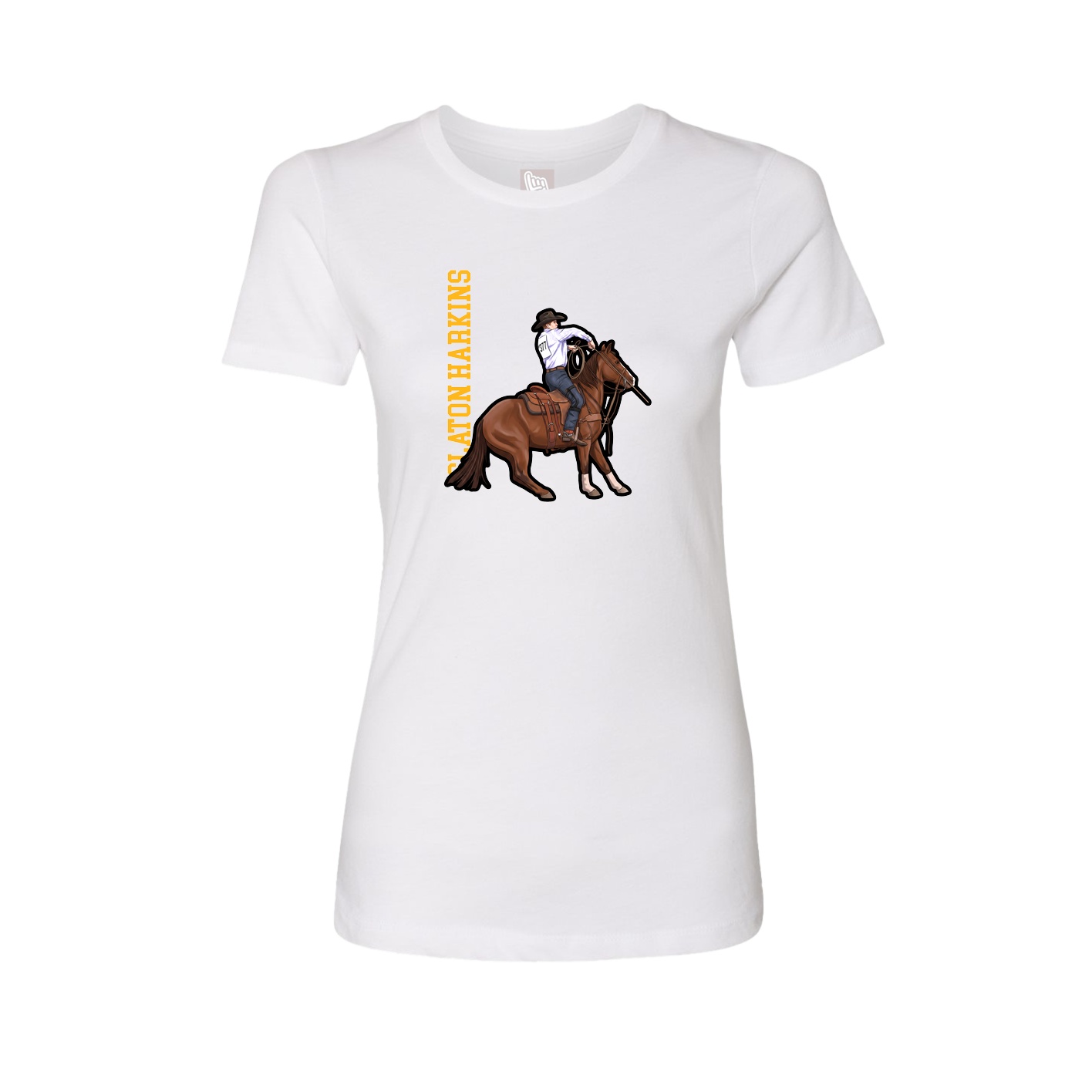 Fitted Women's Tee — Name Vertical in White