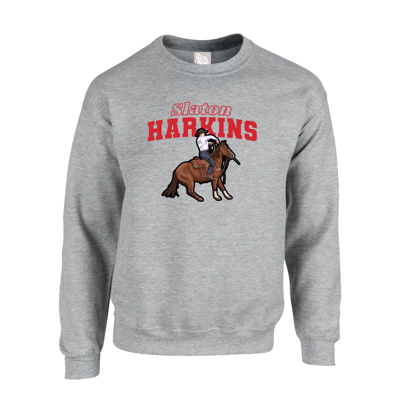 Fleece Crew — Name Arch in Grey