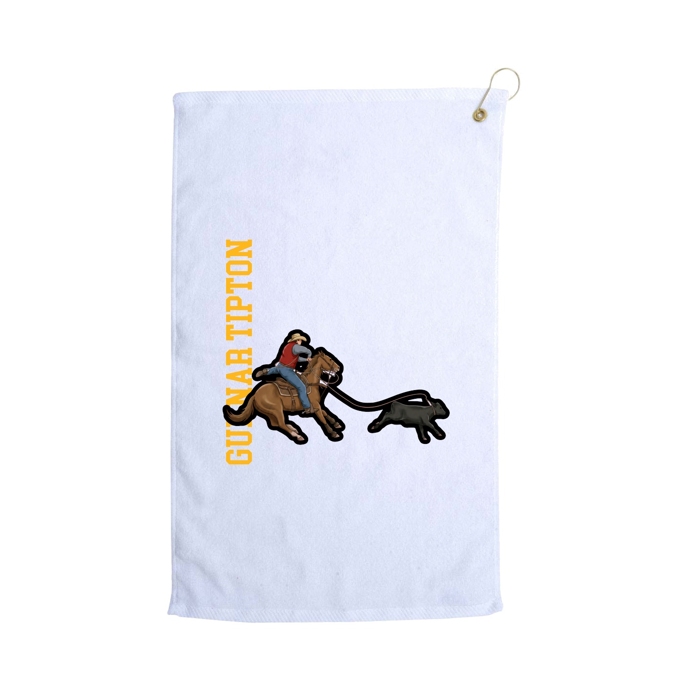 Golf Towel — Name Vertical in White