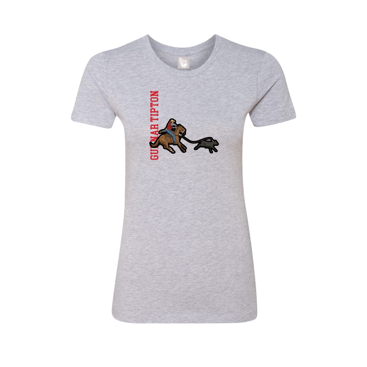 Fitted Women's Tee — Name Vertical in Grey
